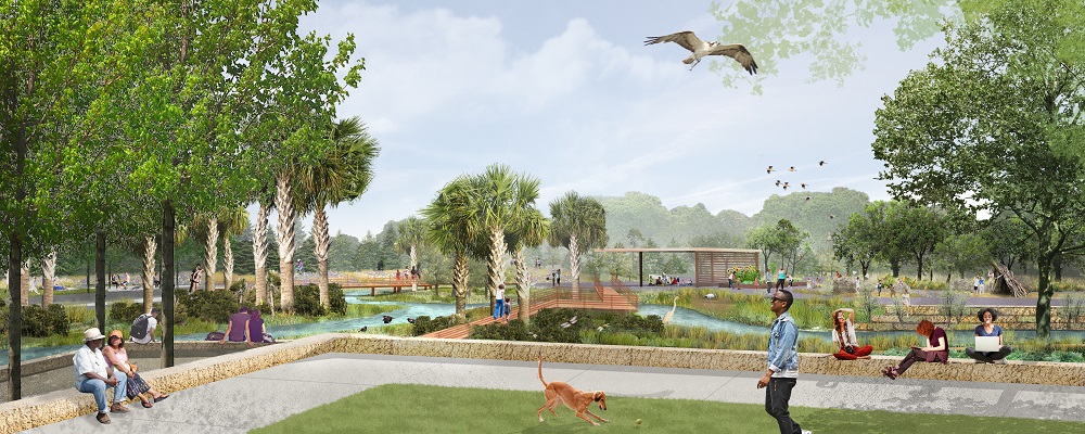 GWJax is designing and constructing the McCoys Creek branches which form the western-most portion of the creek along the Emerald Trail. Pictured above is the 30% design of Confluence Park, part of the branches recreation plan. The branches creek restoration design will be completed by May.